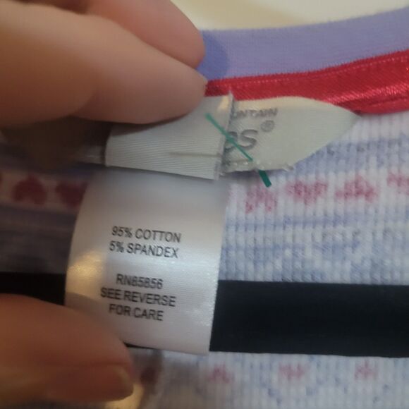 Women's cotton jersey unionsuit Pajamas sz XL PJs Nordic print Light blue/red - Picture 5 of 5